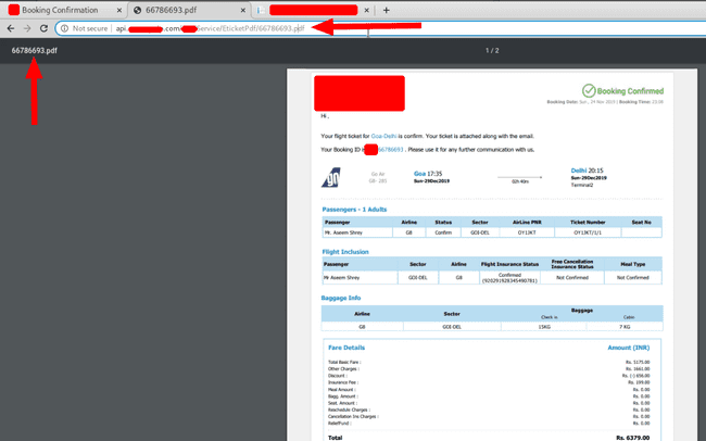 My Ticket Fetched Using Booking ID