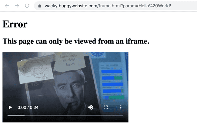 "frame.html opened directly in a new tab"